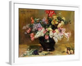 Amaryllis, Lilac and Tulips, 1911-Lovis Corinth-Framed Giclee Print