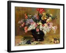 Amaryllis, Lilac and Tulips, 1911-Lovis Corinth-Framed Giclee Print