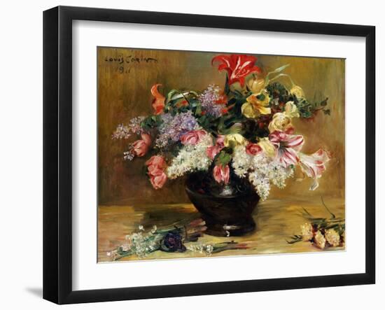 Amaryllis, Lilac and Tulips, 1911-Lovis Corinth-Framed Giclee Print