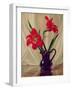 Amaryllis Lillies, in a Dark Glass Jug-Albert Williams-Framed Giclee Print