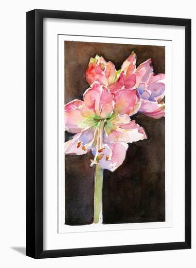 Amaryllis with Brown Background, 2015-John Keeling-Framed Giclee Print