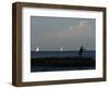 Amateur Angler Casts His Fishing Rod as Yachts Sail by in Sliema-Darrin Zammit Lupi-Framed Photographic Print