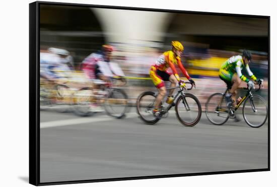 Amateur Men Bicyclists competing in the Garrett Lemire Memorial Grand Prix National Racing Circu...-null-Framed Stretched Canvas