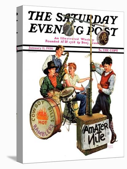 "Amateur Night," Saturday Evening Post Cover, January 11, 1936-Monte Crews-Stretched Canvas
