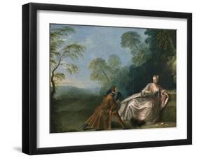 Amatory Conversation, Une Conversation Galante-Jean-Baptiste Pater-Framed Giclee Print