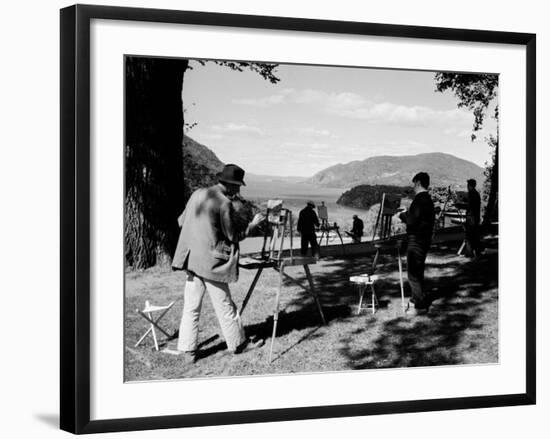 Amatuer Artists Painting Hudson River Landscape Scene-Alfred Eisenstaedt-Framed Photographic Print