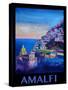 Amazing Amalfi Coast At Sunset - Retro Poster II-Markus Bleichner-Stretched Canvas