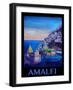 Amazing Amalfi Coast At Sunset - Retro Poster II-Markus Bleichner-Framed Art Print