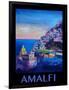 Amazing Amalfi Coast At Sunset - Retro Poster II-Markus Bleichner-Framed Art Print