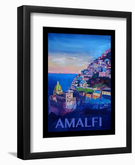 Amazing Amalfi Coast At Sunset - Retro Poster III-Markus Bleichner-Framed Art Print