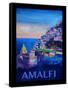 Amazing Amalfi Coast At Sunset - Retro Poster III-Markus Bleichner-Framed Stretched Canvas