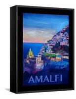 Amazing Amalfi Coast At Sunset - Retro Poster III-Markus Bleichner-Framed Stretched Canvas