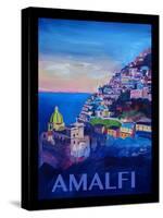 Amazing Amalfi Coast At Sunset - Retro Poster III-Markus Bleichner-Stretched Canvas