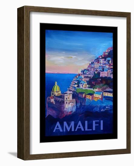 Amazing Amalfi Coast At Sunset - Retro Poster III-Markus Bleichner-Framed Art Print