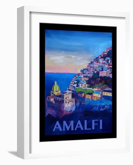 Amazing Amalfi Coast At Sunset - Retro Poster III-Markus Bleichner-Framed Art Print