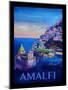 Amazing Amalfi Coast At Sunset - Retro Poster III-Markus Bleichner-Mounted Art Print