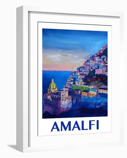 Amazing Amalfi Coast At Sunset - Retro Poster-Markus Bleichner-Framed Art Print