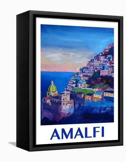 Amazing Amalfi Coast At Sunset - Retro Poster-Markus Bleichner-Framed Stretched Canvas