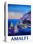 Amazing Amalfi Coast At Sunset - Retro Poster-Markus Bleichner-Stretched Canvas