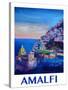 Amazing Amalfi Coast At Sunset - Retro Poster-Markus Bleichner-Stretched Canvas