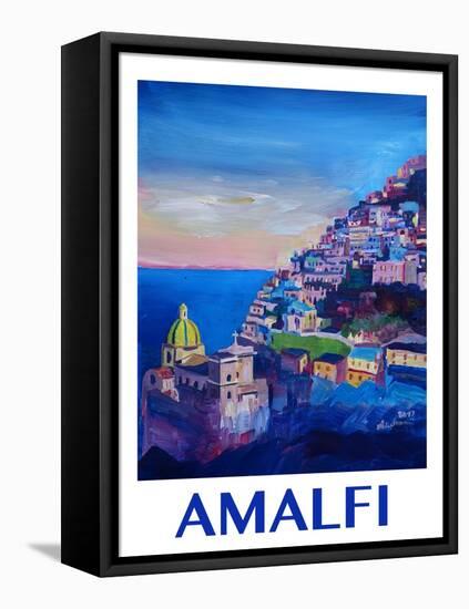 Amazing Amalfi Coast At Sunset - Retro Poster-Markus Bleichner-Framed Stretched Canvas