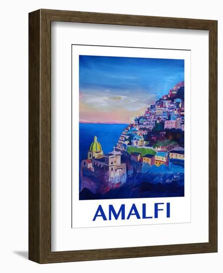 Amazing Amalfi Coast At Sunset - Retro Poster-Markus Bleichner-Framed Art Print