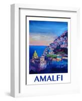 Amazing Amalfi Coast At Sunset - Retro Poster-Markus Bleichner-Framed Art Print