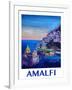 Amazing Amalfi Coast At Sunset - Retro Poster-Markus Bleichner-Framed Art Print