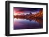 Amazing Autumn Nature Landscape. Scenic Image of Famous Federa Lake in Dolomites Alps during Sunset-Yevhenii Chulovskyi-Framed Photographic Print