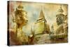Amazing Bangkok - Artwork In Painting Style-Maugli-l-Stretched Canvas