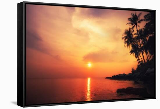 Amazing Colors of Tropical Sunset. Phuket Island, Thailand Travel Landscapes and Destinations-Perfect Lazybones-Framed Stretched Canvas