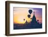 Amazing Misty Sunrise Colors and Balloons Silhouettes over Ancient Dhammayan Gyi Pagoda. Architectu-Perfect Lazybones-Framed Photographic Print