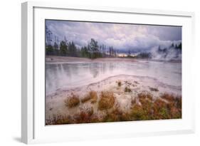 Amazing Mud Pot Sunrise Storm, Yellowstone Wyoming-Vincent James-Framed Photographic Print