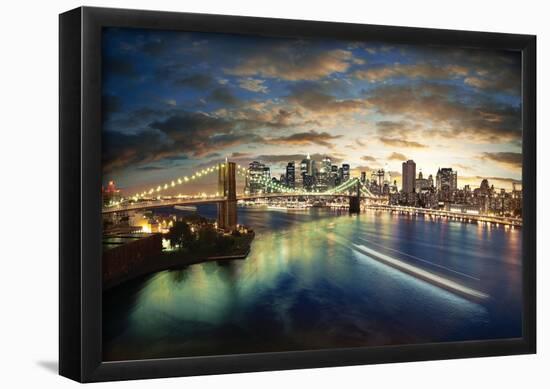 Amazing New York Cityscape - Taken After Sunset-null-Framed Poster