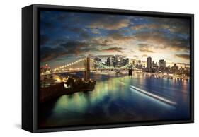 Amazing New York Cityscape - Taken After Sunset-dellm60-Framed Stretched Canvas