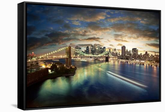 Amazing New York Cityscape - Taken After Sunset-dellm60-Framed Stretched Canvas