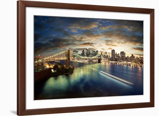 Amazing New York Cityscape - Taken After Sunset-dellm60-Framed Photographic Print