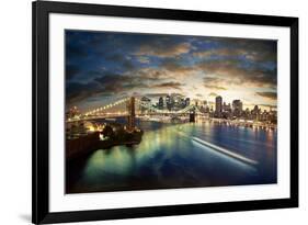 Amazing New York Cityscape - Taken After Sunset-dellm60-Framed Photographic Print