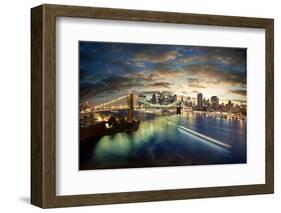 Amazing New York Cityscape - Taken After Sunset-dellm60-Framed Photographic Print