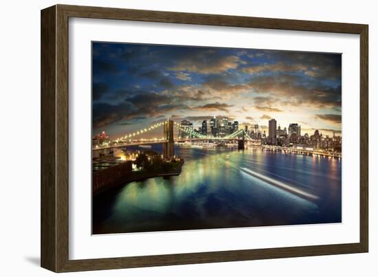 Amazing New York Cityscape - Taken After Sunset-dellm60-Framed Photographic Print