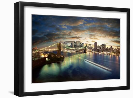 Amazing New York Cityscape - Taken After Sunset-dellm60-Framed Photographic Print