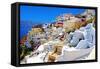 Amazing Romantic Santorini Island, Greece-Maugli-l-Framed Stretched Canvas