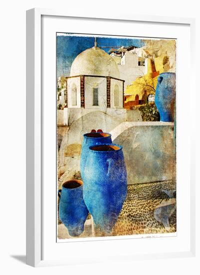 Amazing Santorini - Artwork In Painting Style-Maugli-l-Framed Art Print