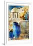 Amazing Santorini - Artwork In Painting Style-Maugli-l-Framed Art Print