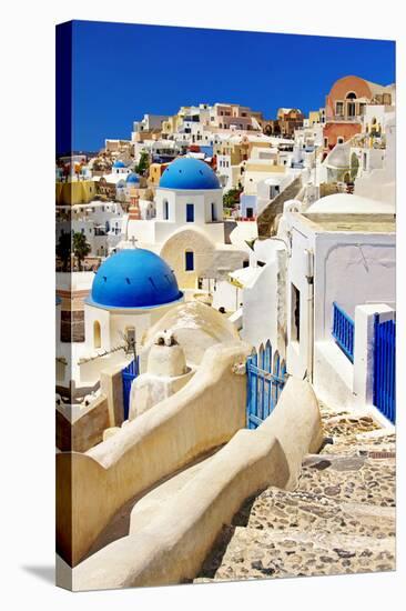 Amazing Santorini - Greek Series-Maugli-l-Stretched Canvas