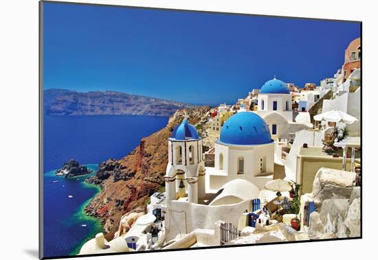 Amazing Santorini - Travel In Greek Islands Series-null-Mounted Poster