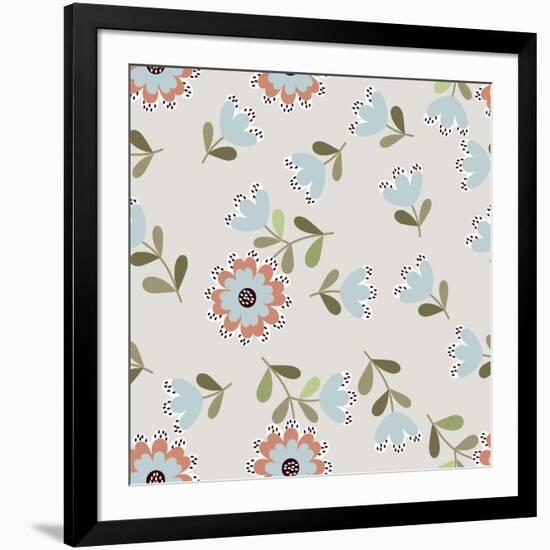 Amazing Seamless Floral Pattern with Bright Colorful Small Flowers. Folk Style Millefleurs. Elegant-Eva Marina-Framed Art Print