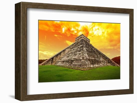 Amazing Sky over Kukulkan Pyramid in Chichen Itza, Mexico-Patryk Kosmider-Framed Photographic Print