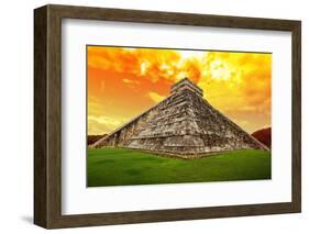 Amazing Sky over Kukulkan Pyramid in Chichen Itza, Mexico-Patryk Kosmider-Framed Photographic Print