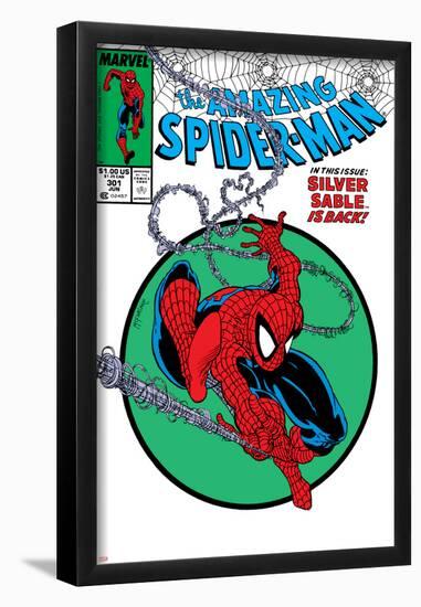 Amazing Spider-Man No.301 Cover: Spider-Man Swinging-Todd McFarlane-Framed Poster